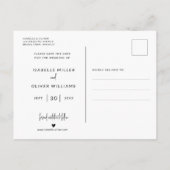 シンプルモダン写真エレガントな結婚式の日付を保存 インビテーションポストカード (裏面)