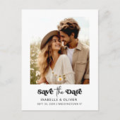 シンプルモダン写真エレガントな結婚式の日付を保存 インビテーションポストカード (正面)