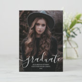 シンプルモダン写真エレガントScript卒業 案内状 (スタンド正面)