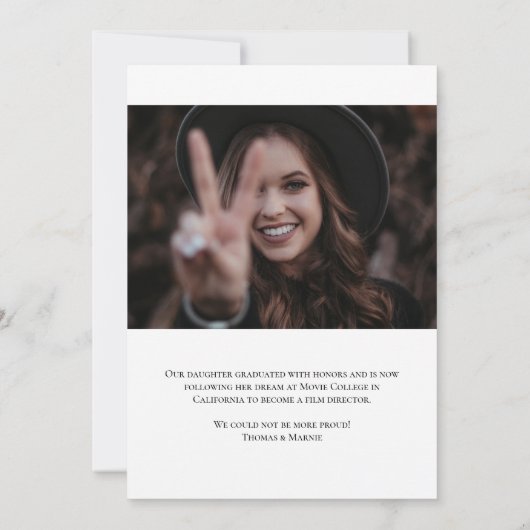 シンプルモダン写真エレガントScript卒業 案内状 (裏面)