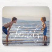 シンプルモダン写真テンプレートカスタムファミリ名 マウスパッド (正面)