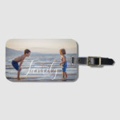 シンプルモダン写真テンプレートカスタムファミリ名 ラゲッジタグ (正面横)