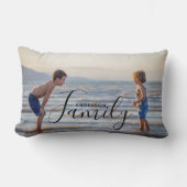 シンプルモダン写真テンプレートカスタムファミリ名 ランバークッション (正面)