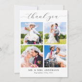 シンプルモダン写真パーソナライズされた結婚集 サンキューカード (正面)