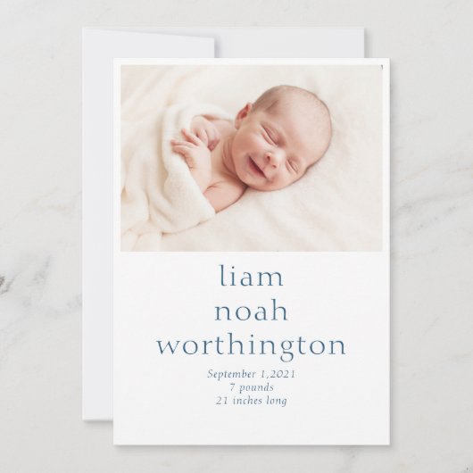 シンプルモダン写真ベビー 案内状 (正面)