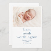 シンプルモダン写真ベビー 案内状 (正面/裏面)
