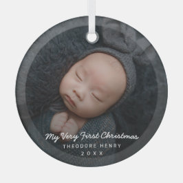 シンプルモダン写真マイ初めてのクリスマスベビー ガラスオーナメント