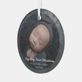 シンプルモダン写真マイ初めてのクリスマスベビー ガラスオーナメント (正面左)