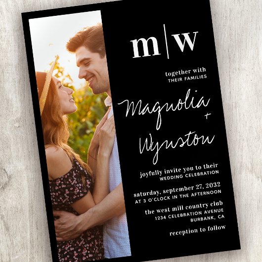 シンプルモダン写真モノグラ結婚ム 招待状