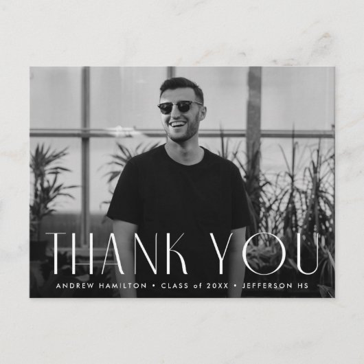 シンプルモダン写真卒業ありがとう ポストカード (正面)