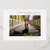 シンプルモダン写真卒業パーティー招待状 箔シーズンカード (正面)