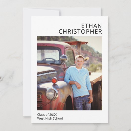 シンプルモダン写真卒業男性の発表 案内状