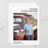 シンプルモダン写真卒業男性の発表 案内状