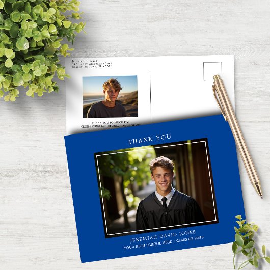 シンプルモダン写真卒業 ポストカード