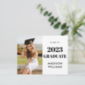 シンプルモダン写真卒業 案内ポストカード (スタンド正面)