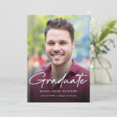 シンプルモダン写真卒業 案内状 (スタンド正面)