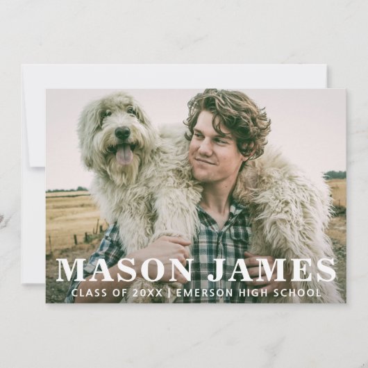 シンプルモダン写真卒業 案内状 (正面)