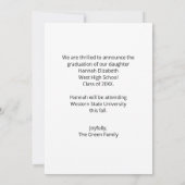 シンプルモダン写真卒業 案内状 (裏面)