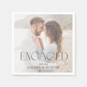 シンプルモダン写真婚約パーティ スタンダードカクテルナプキン (正面)