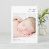 シンプルモダン写真少年誕生発表 招待状 (スタンド正面)