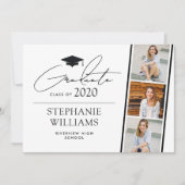 シンプルモダン写真帯ホワイト卒業 案内状 (正面)