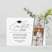 シンプルモダン写真帯ホワイト卒業 案内状 (スタンド正面)