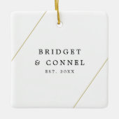 シンプルモダン写真幾何学模様金ゴールド セラミックオーナメント (正面)