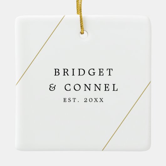 シンプルモダン写真幾何学模様金ゴールド セラミックオーナメント (正面)