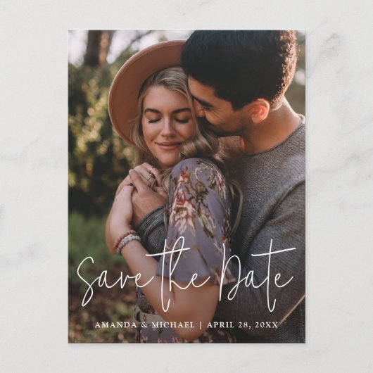 シンプルモダン写真式結婚式 インビテーションポストカード (正面)