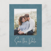 シンプルモダン写真書エレガント青 ポストカード (正面)