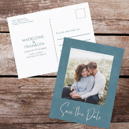 シンプルモダン写真書エレガント青 ポストカード