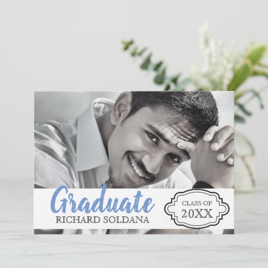 シンプルモダン写真男 招待状 (スタンド正面)