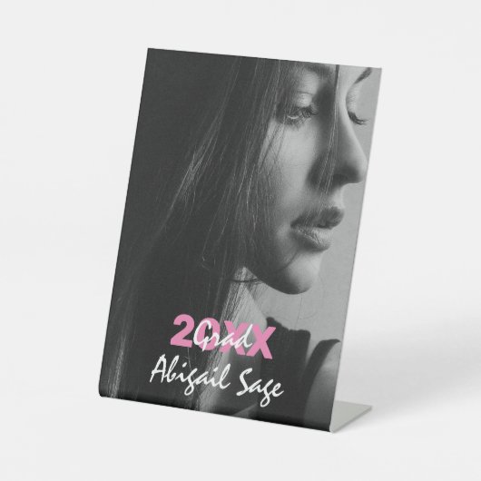 シンプルモダン写真白紅卒業 台座サイン (正面)