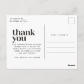 シンプルモダン写真結婚ありがとう ポストカード (裏面)