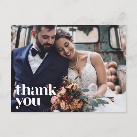 シンプルモダン写真結婚ありがとう ポストカード (正面)