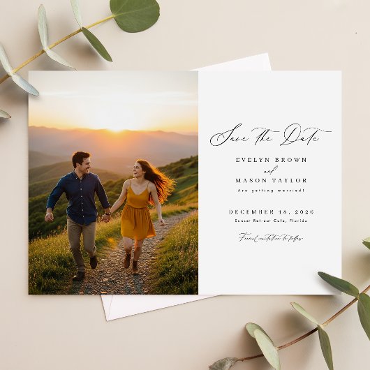 シンプルモダン写真結婚式QRコード セーブザデート