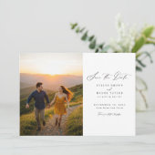 シンプルモダン写真結婚式QRコード セーブザデート (スタンド正面)