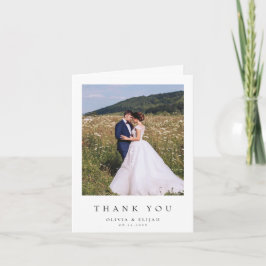 シンプルモダン写真結婚折り サンキューカード