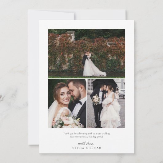 シンプルモダン写真結婚Wノート4写真 サンキューカード (裏面)