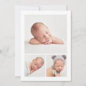 シンプルモダン写真誕生のお知らせ 案内状 (裏面)