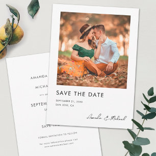 シンプルモダン写真Save the Date 結婚's Card セーブザデート
