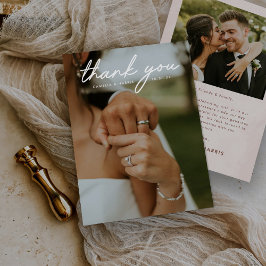 シンプルモダン写結婚真 サンキューカード