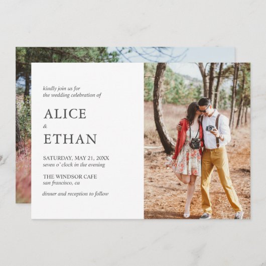 シンプルモダン写結婚真 招待状 (正面/裏面)