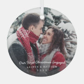 シンプルモダン初めてのクリスマス婚約した ガラスオーナメント (正面)