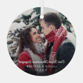 シンプルモダン初めてのクリスマス婚約した ガラスオーナメント (裏面)