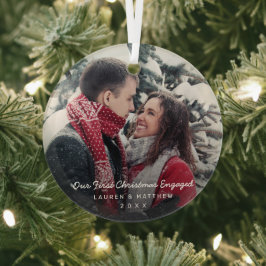 シンプルモダン初めてのクリスマス婚約した ガラスオーナメント