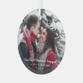 シンプルモダン初めてのクリスマス婚約した ガラスオーナメント (正面左)