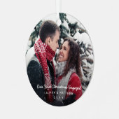 シンプルモダン初めてのクリスマス婚約した メタルオーナメント (正面左)