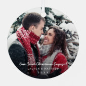 シンプルモダン初めてのクリスマス婚約した メタルオーナメント (裏面)