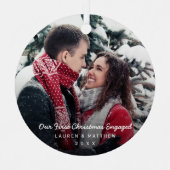 シンプルモダン初めてのクリスマス婚約した メタルオーナメント (正面)